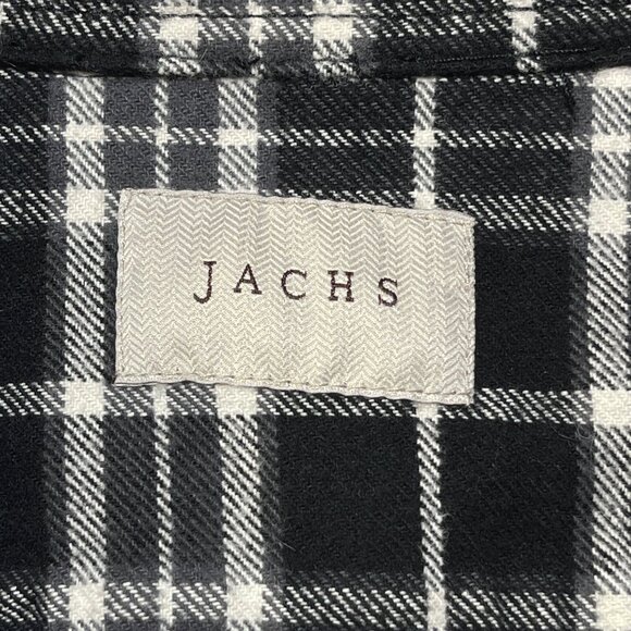JACHS Flannel Shirt Button Front Black White Plaid XL Extra Large Thick Fabric - Picture 4 of 8
